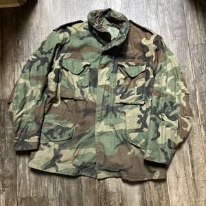 USGI M65 Cold Weather Field Jacket Coat & Liner Woodland Camo Large Regular